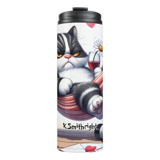 Oorspronkelijke titel: Grumpy cat in hammock with Thermosbeker (Voorkant)