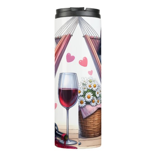 Oorspronkelijke titel: Grumpy cat in hammock with Thermosbeker (Achterkant)