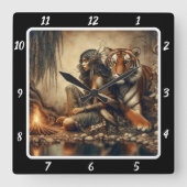 Oorspronkelijke titel: Moonlight Glade Tiger's Gaz Vierkante Klok (Voorkant)