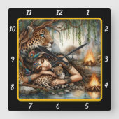 Oorspronkelijke titel: Mountain Peaks Tiger's drea Vierkante Klok (Voorkant)