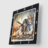 Oorspronkelijke titel: Mountain Peaks Tiger's Stri Vierkante Klok (Hoek)