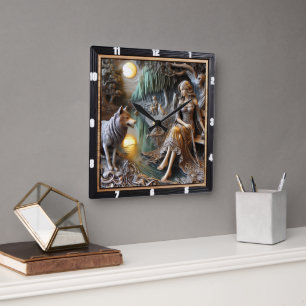 Oorspronkelijke titel: River Stones Ancient Story Vierkante Klok