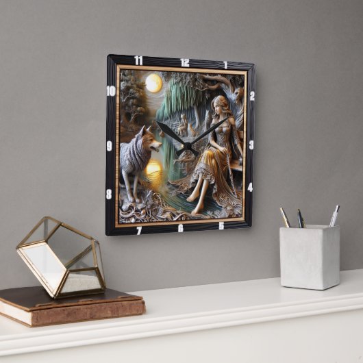 Oorspronkelijke titel: River Stones Ancient Story Vierkante Klok (Kantoor)