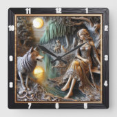 Oorspronkelijke titel: River Stones Ancient Story Vierkante Klok (Voorkant)