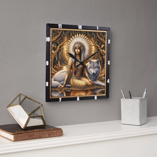 Oorspronkelijke titel: Sacred Fire Glow Vierkante Klok (Kantoor)