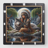 Oorspronkelijke titel: Silver Moon forest dream Vierkante Klok (Voorkant)