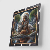 Oorspronkelijke titel: Silver Moon forest dream Vierkante Klok (Hoek)