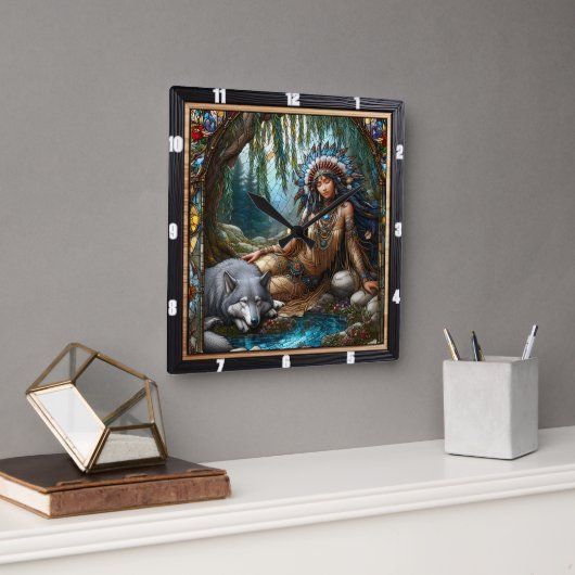 Oorspronkelijke titel: Starlight Pines Evening Bre Vierkante Klok (Kantoor)