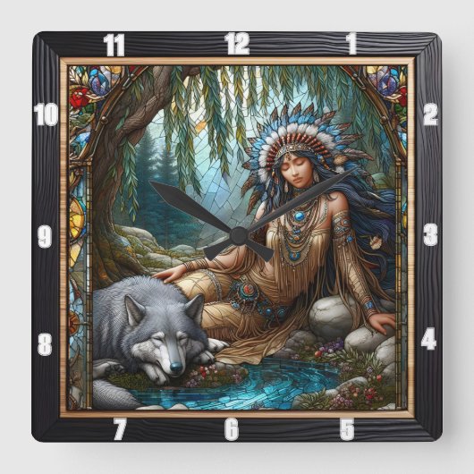 Oorspronkelijke titel: Starlight Pines Evening Bre Vierkante Klok (Voorkant)