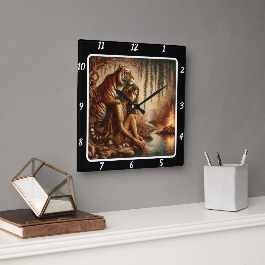 Oorspronkelijke titel: Starlight Pines Tiger's dre Vierkante Klok (Kantoor)