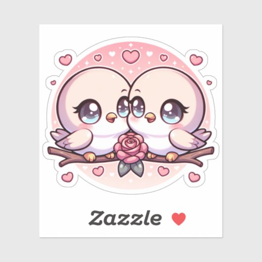 Oorspronkelijke titel: Sweet Lovebirds Sticker (Vel)