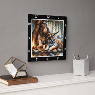 Oorspronkelijke titel: Tiger's Aura River's Whispe Vierkante Klok