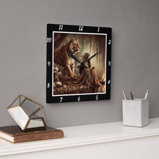 Oorspronkelijke titel: Tiger's Calm Silver Pond Vierkante Klok (Kantoor)