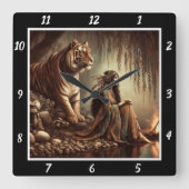 Oorspronkelijke titel: Tiger's Calm Silver Pond Vierkante Klok (Voorkant)