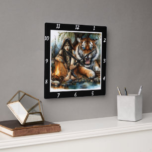 Oorspronkelijke titel: Tiger's dream Starlight Pin Vierkante Klok