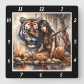 Oorspronkelijke titel: Tiger's eyes forest light Vierkante Klok (Voorkant)