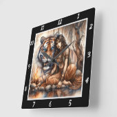 Oorspronkelijke titel: Tiger's eyes forest light Vierkante Klok (Hoek)