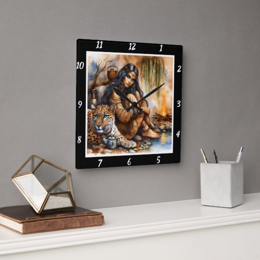 Oorspronkelijke titel: Tiger's eyes moon's reflect Vierkante Klok (Kantoor)