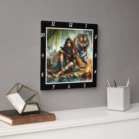 Oorspronkelijke titel: Tiger's form star's glow Vierkante Klok (Kantoor)