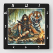 Oorspronkelijke titel: Tiger's form star's glow Vierkante Klok (Voorkant)