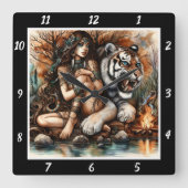 Oorspronkelijke titel: Tiger's Gaze Moonlight Glad Vierkante Klok (Voorkant)