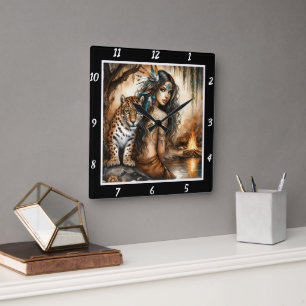 Oorspronkelijke titel: Tiger's pace willow dance Vierkante Klok