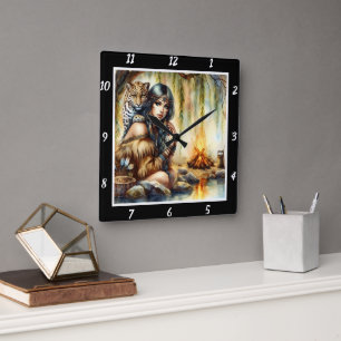 Oorspronkelijke titel: Tiger's paws stream's dance Vierkante Klok