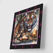 Oorspronkelijke titel: Tiger's stripes willow's sh Vierkante Klok (Hoek)