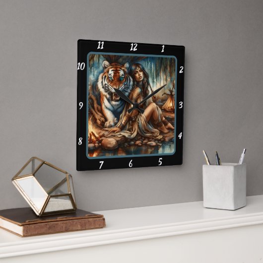 Oorspronkelijke titel: Willow's shade tiger's peac Vierkante Klok (Kantoor)