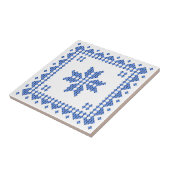 Oorspronkelijke traditionele etnische blauwe kruis tegeltje (Zijkant)