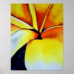 Oorspronkelijke tropische gele Frangipani-bloem Poster