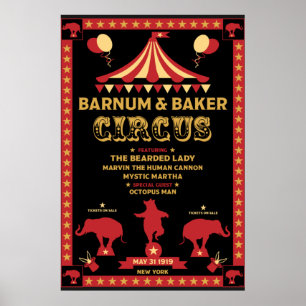 Oorspronkelijke Vintages geïnspireerd rond circus Poster