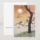 Oorspronkelijke vogels onder moonkunst op blanco k kaart (Voorkant / Achterkant)