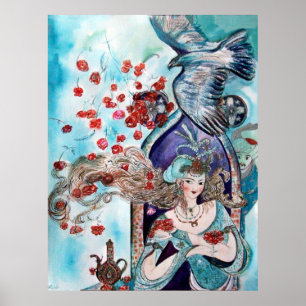 OORSPRONKELIJKE VRIJE TALE/PRINCES, RODE ROSEN EN  POSTER