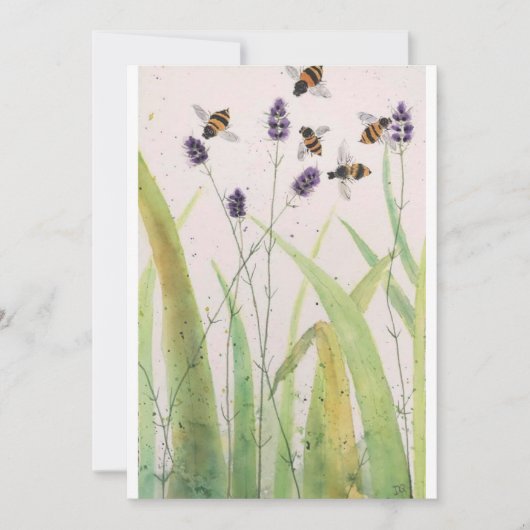 Oorspronkelijke Waterverf bijen op blanco Briefkaa Aankondiging (Voorkant)