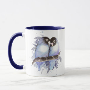 Oorspronkelijke Waterverf blauwe vedervogels, Mok 