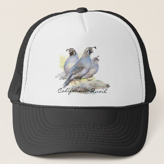 Oorspronkelijke Waterverf Californische Quail. vog Trucker Pet (Voorkant)