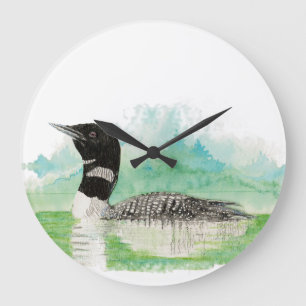 Oorspronkelijke Waterverf Common Loon Bird Grote Klok