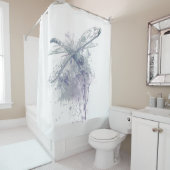 Oorspronkelijke Waterverf Dragonfly in grijs wit d Douchegordijn (In situ)