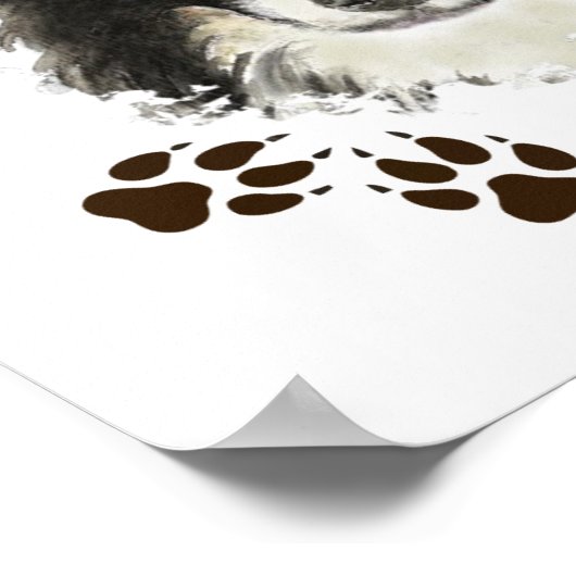 Oorspronkelijke Waterverf grens Collie Dog pet Poster (Hoek)