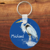 Oorspronkelijke waterverf - Groot blauw vogelbesta Sleutelhanger (Voorkant)