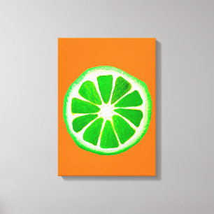 Oorspronkelijke waterverf pop art. citrusvruchten  canvas afdruk