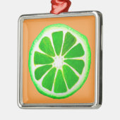 Oorspronkelijke waterverf pop art. citrusvruchten  metalen ornament (Links)