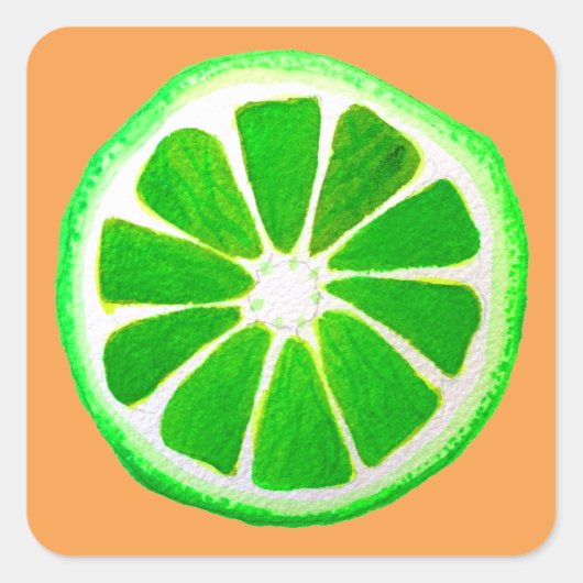 Oorspronkelijke waterverf pop art. citrusvruchten  vierkante sticker (Voorkant)