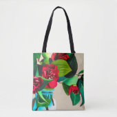 Oorspronkelijke waterverf rode camellia bloemen tote bag (Voorkant)