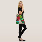 Oorspronkelijke waterverf rode camellia bloemen tote bag (Op model)