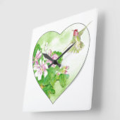 Oorspronkelijke Waterverf Rufous Hummingbird Bird Vierkante Klok (Hoek)