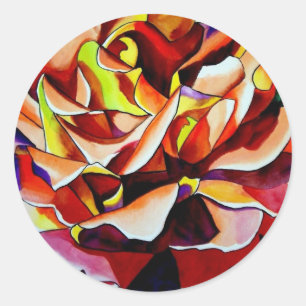 Oorspronkelijke waterverf van regenboogzondRoos Ronde Sticker