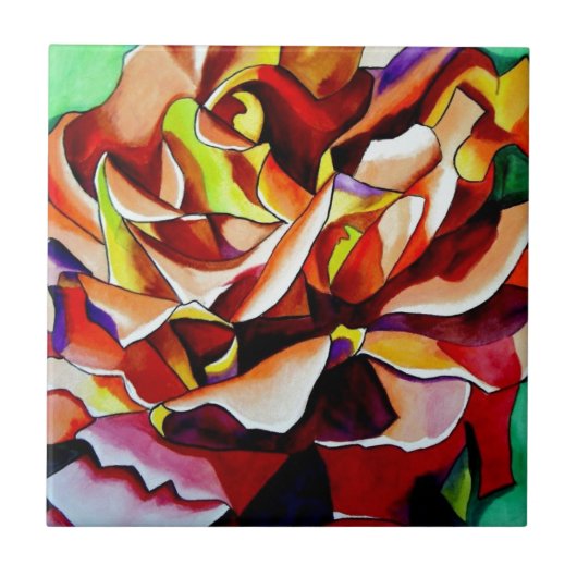 Oorspronkelijke waterverf van regenboogzondRoos Tegeltje (Voorkant)