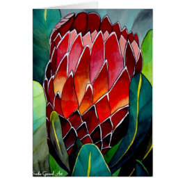 Oorspronkelijke waterverf van rode Protheebloem